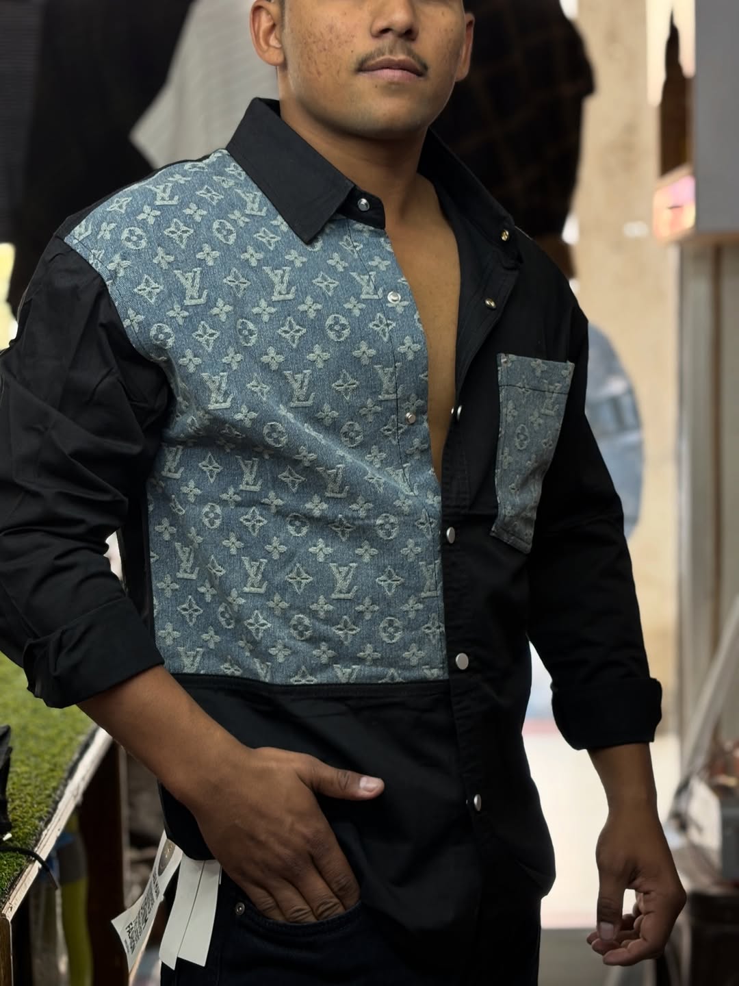 Black Structured Casual Shirt