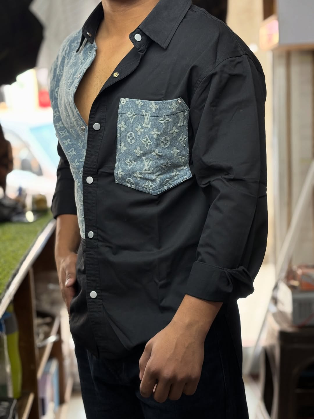 Black Structured Casual Shirt